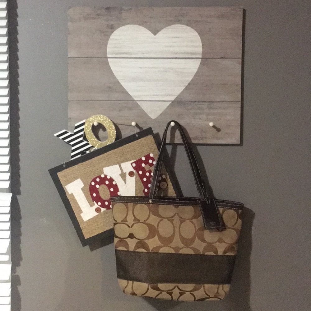 Coach purse with brown stripe